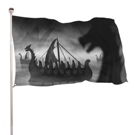 Decorative House Flag Yard Banner Viking Dragon Boats Print Holiday Welcome Garden Flags Lawn Hanging Decoration 24x3ft