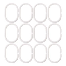 PURPLELILY 12Pcs Strong Bendable C Hanging Shower Curtain Rod Hanger White Shower Curtain Rings With Clips That Open