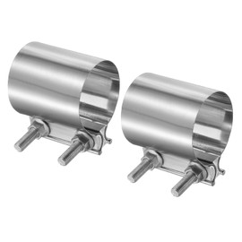 sourcing map 2pcs Exhaust Clamp 2.56" Stainless Steel Lap Joint Band Clamp Exhaust Pipes Connection with M10x55 Screws for Car Muffler Elbow Pipes