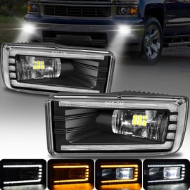 OKSIWA LED Fog Lights Assembly with DRL Turn Signal for Chevy Silverado Suburban Tahoe 2007–2015, Avalanche 2007–2013, Fits GMC Yukon 2015–2016, Waterproof,Include DRL Wiring Harness