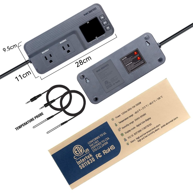 Inkbird Temperature Controller ITC-608T with Two Temp Probes Output 12