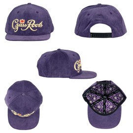 Grassroots California - Royal Roots Purple Corduroy Snapback, Pro Fit Style, 100% Cotton, Embroidered Design, Limited Edition (L/XL)