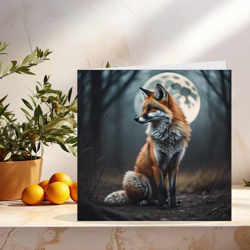 Fox Card Moon & Fox Greeting Birthday Cards 145 x