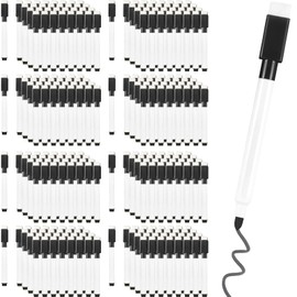 Beieverluck 200 Pieces Magnetic Dry Erase Markers with Eraser Cap Magnet Whiteboard Markers Bulk Fine Tip Dry Erase Pens for Kids Teachers Office School Supplies, Black