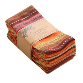 ACCENTHOME 100% Cotton Salsa Stripe Napkin Set of 12 18x18 inch Red/Rust Multicolour Dinner Napkins - Washable Soft Premium Hotel Quality Reusable Perfect Table Linen for Family Dinners Weddings