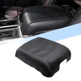 SecosAutoparts Black Center Console Lid Microfiber Leather Replacement Armrest Cover Skin Compatible with Ford F-150 2015 2016 2017 2018 2019 Made by Quality Automotive PVC Leather