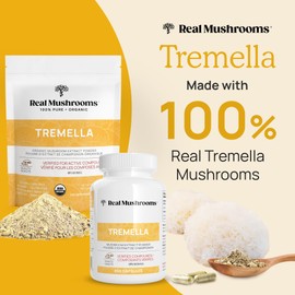 Real Mushrooms Real Mushrooms Tremella Capsules - Organic Mushroom Extract with Immunomodulating Properties Measured Beta-Glucans Vegan Supplement, 120