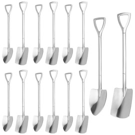 MUNGHOK 14 Pieces Stainless Steel Spade Spoons, 6 Inch Long Spade Spoon, Dessert Spoon, Shovel Shaped Coffee Spoon, Espresso Spoon, Stainless Steel Ice Cream Spoon, Mixing Spoon for Party, Kitchen,
