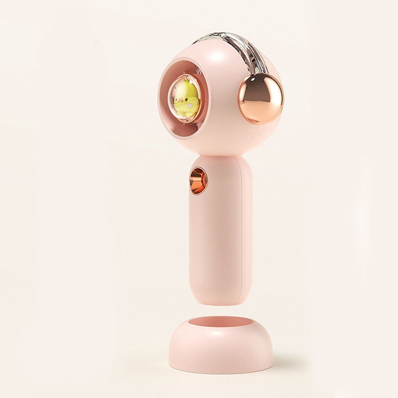 Portable Handheld Misting Fan Cute Cartoon USB Rechargeable Personal Fan