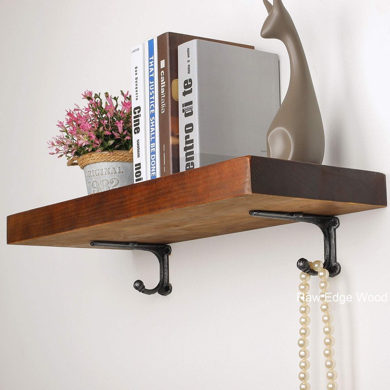 ChasBete Rustic Shelf Brackets & Supports, Black Shelf Bracket with