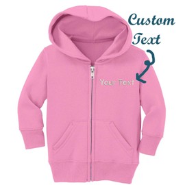 INK STITCH Infant Baby Unisex Core Custom Fleece Full- Zip Hooded Sweatshirt - Pink -18M