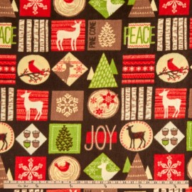 Fleece Woodland Wishes Reindeer Joy Christmas Snowflake Fabric Print BTY A336.20