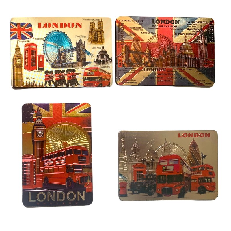 10 London Souvenirs Shiny Photo Magnets - Union Jack British