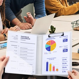 A4 Clipboard,12 Pack Foldable Clipboards with Pocket,Clipboard Folder for Office School Business Classroom(Transparent)