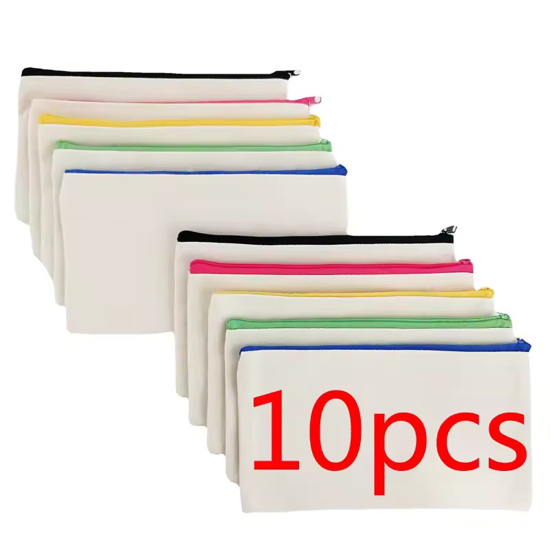 Blank Canvas Zipper Pouches for DIY Crafts, 8.27 × 4.72