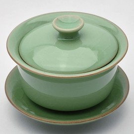 Tenka Tea Ceremony, Shoshin Lid Bowl, 4.2 fl oz (120 ml) (Full Water, 6.1 fl oz (170 ml), Chinese Tea Ceremony, Ryusen Celadon