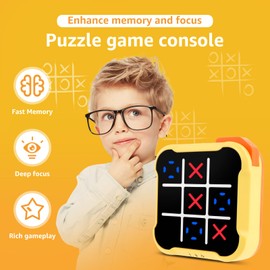 Toe Game Electronic Memory Games Training Infinite Toe Game for Indoor Game Handheld Puzzle Game Console Portable Enduring Tic TACS Toe Bolt Game for Kids Adults (Yellow)
