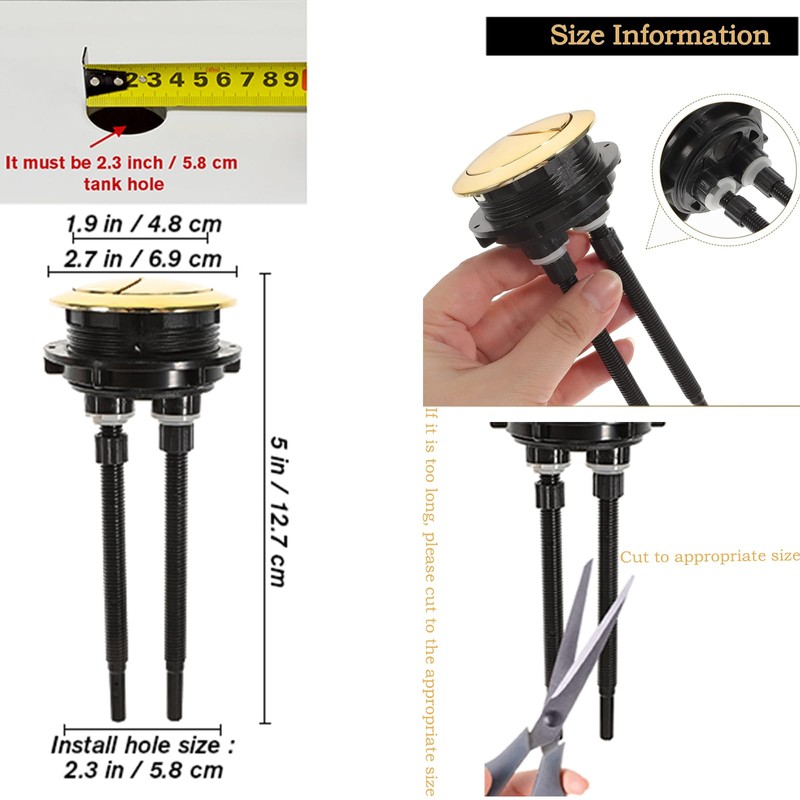 Angoily 2pcs Dual Push Flushing Button for Water Tank Round