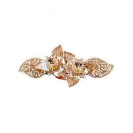 Faship Gorgeous Champagne CZ Crystal Heavy Duty Floral Hair Barrette Clip