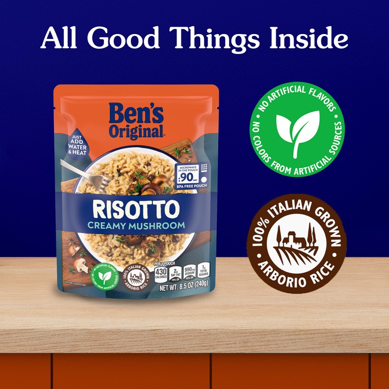 BEN'S ORIGINAL Risotto Creamy Mushroom Flavored Rice, Easy Dinner Side,