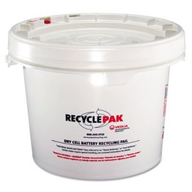 RECYCLEPAK Prepaid Recycling Container Kit for Batteries, 3 1/2 gal Round Pail, White (SUPPLY041)