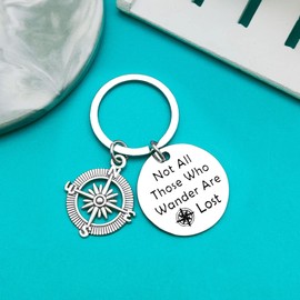 Ximalun Travel Keyring Camper Gifts Keyring Not All Those Who Wander are Lost Keyring Graduation Gifts Christmas Birthday Gifts Inspirational Gifts for Women Men Wanderer Traveler