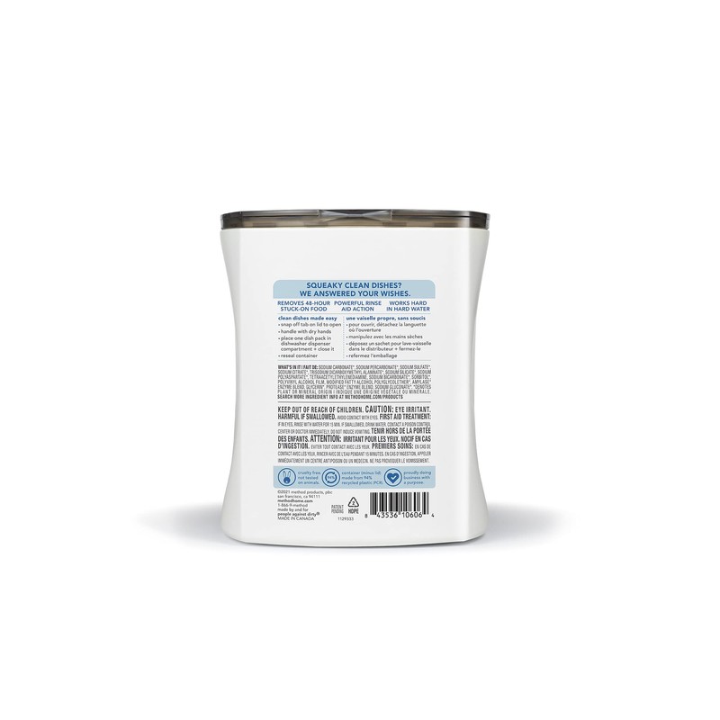 Method Dishwasher Detergent Packs, Fragrance Free + Clear, Dishwashing Rinse