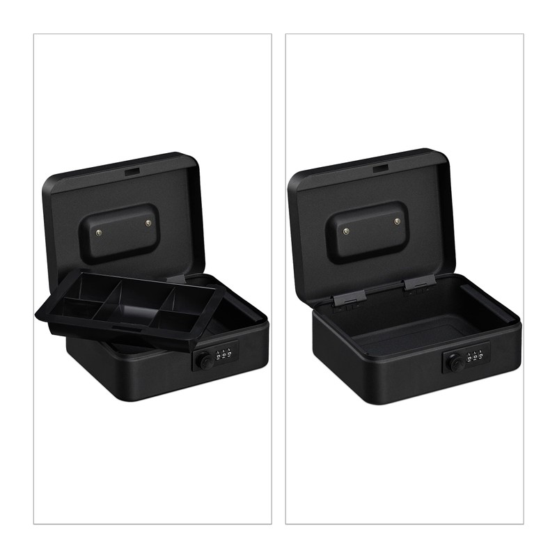 Relaxdays Cash Box, 3-Digit Number Combination, Coin Insert, Iron Money
