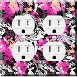 Double Duplex Outlet Cover Wall Plate - Abstract Paint Strokes and Splashes Composition
