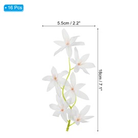 PATIKIL 7 Inch Artificial Orchid Flower, 16 Pcs Floating Candles Simulation Flower Cylinder Vase Fillers for Home Wedding Decoration, White