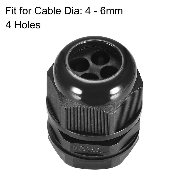 uxcell M25 Cable Gland 4 Holes Waterproof IP68 Nylon Joint