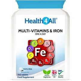 Health4All Multivitamins & Iron One a Day 360 Tablets 100% RDA