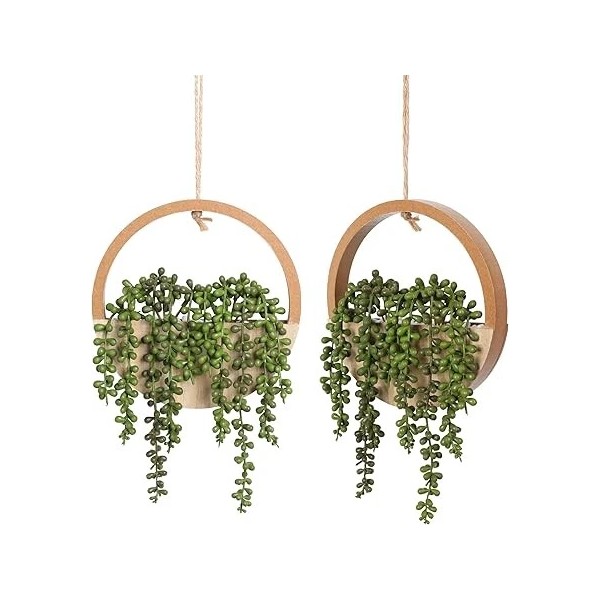 Unbranded Floweroyal 2pcs Artificial Succulents Hanging Plants 12.2'' Fake String