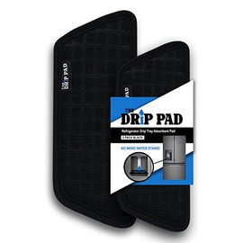 THE DRiP PAD - Refrigerator Drip Catcher for Water Tray, Protects Ice and Water Dispenser Pan From Spills, Mineral Build-Up and Water Splatter (2 pack, Black) (Rectangular)
