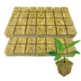 WANGSHIQI Rockwool Cubes,58Pack Rock Wool Planting Cubes with Holes,Rockwool Grow Used to Promote Vigorous Plant Reproduction,Cutting,Cloning and Seed Hydroponic Growth Medium (56)