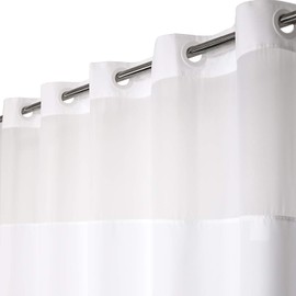 River Dream White Fabric Shower Curtain or Liner with Sheer Window, No Snap in Liner Needed,Machine Washable,71 x 74 inches