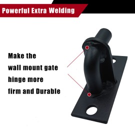 2 Pack Wall Mount Heavy Duty Chain Link Fence Gate Hinges with 5/8 Hinge Pin (Screws Not Included), Black