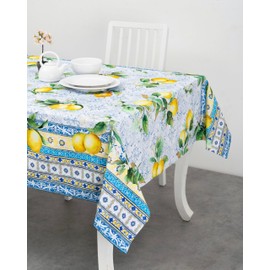 Maison d' Hermine 100% Cotton Tablecloth 160cm x 220cm Washable Square Tablecloth Decorative Tablecloth for Mother's Day Gifts Buffet Parties and Camping Citrus - Spring/Summer