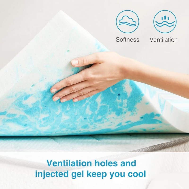 Mattress Topper, King Size Cooling Memory Foam Bed Toppers, 2