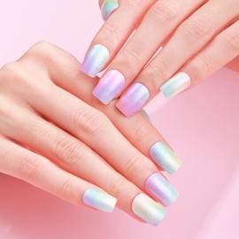 TailaiMei Semi Cured Gel Nail Strips - 20 Pcs Gel Nail Stickers, UV Light Required | Real Polish Salon Quality & Easy to Use (Gradient Neon382)