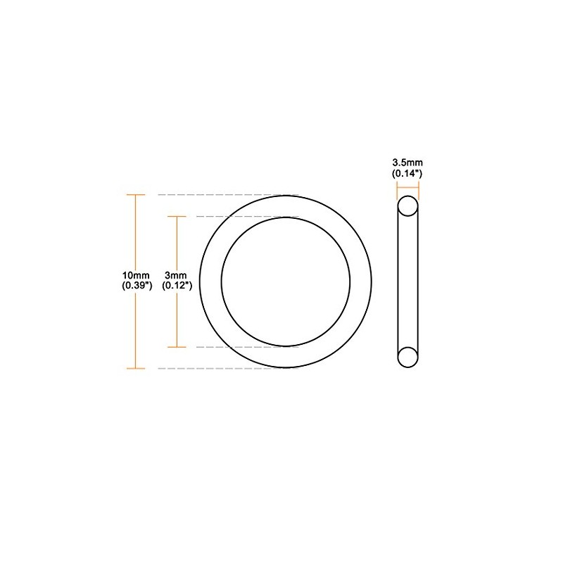 sourcing map Metric Nitrile Rubber O-Rings Seal 10 mm AD
