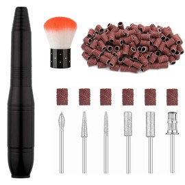 20000RPM USB Portable Nail Drill Electric Nail File Set Professional Manicure Pedicure Polishing Shape Tools with Sanding Bands Nail Drill Bits and Cleaning Brush for Acrylic Gel Nails(Charcoal Gray)