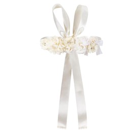 DELORIGIN Wedding Bridal Belt Sash with Flower Rhinestone Pearl Satin Ribbon Bridal Belt Waist Sash for Wedding Gowns Bride Bridesmaids Maternity Gift BabyShower Dresses Decoration, Beige