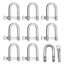 Hocansen Pack of 8 D Ring Shackle Locks M5 Stainless Steel Screw Shackle Carabiner with Eye Bolt for Rigging Steel Cable (DXK/M5)