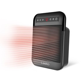 Lasko MyHeat Max Personal Ceramic Space Heater, Tip Over Switch, Overheat Protection, 2 Heat Settings, Adjustable Thermostat, Timer, for Indoor Use, Home, Office, 9 Inches, 1500W, Black, CD09101