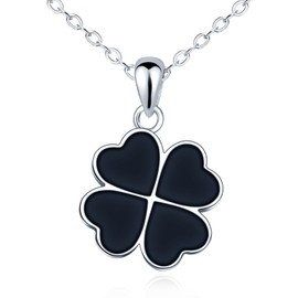 MOOFUN Zirconia/Drip Feed Clover Necklace Women Girls Silver 925: Lucky Leaves Aesthetic Pendant Chain for Mum Wife Girlfriend Daughter Sister Fashion Jewellery for Birthday Party Wedding, Sterling