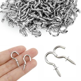 Yingjie 100 Pieces Screw Hook,Silver Net Curtain Hooks,Metal Cup Screw Hooks,20mm Screw in Question Mark Small Hook,Suitable for Home,Restaurant,Office for Hanging Clothes,Cups,Hats,Scarves.