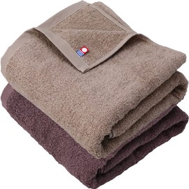 imaa Imabari Towel, Certified, Fluffy Bath Towel, Thin, Absorbent, Quick Drying, Made in Japan, Set of 2, 100% Cotton, Light Brown x Brown