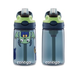 Contigo Kids Water Bottle with Redesigned AUTOSPOUT Straw, 14 oz., Monsters, 2-Pack