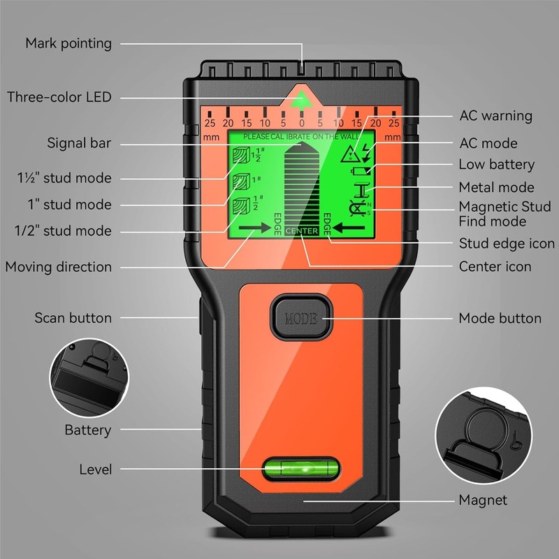 Stud Finder Wall Scanner - 8 in 1 Stud Detector